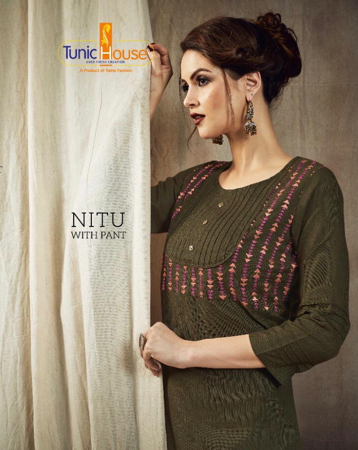 Tunic House Neha Fashion Nitu With Pant Cotton Slub With Wor...