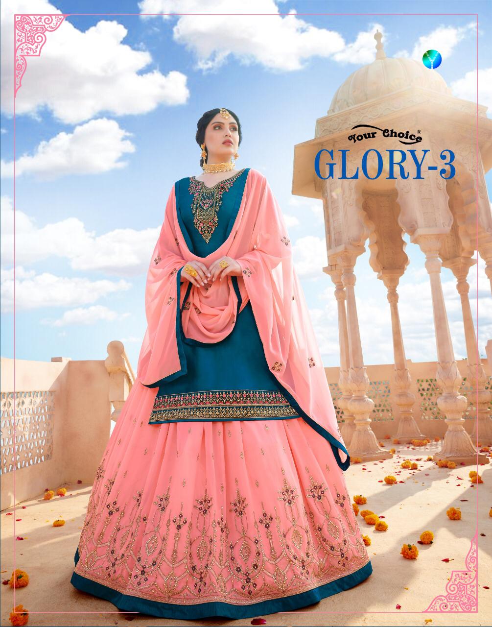 Your Choice Glory Vol 3 Satin Georgette With Embroidery Work...