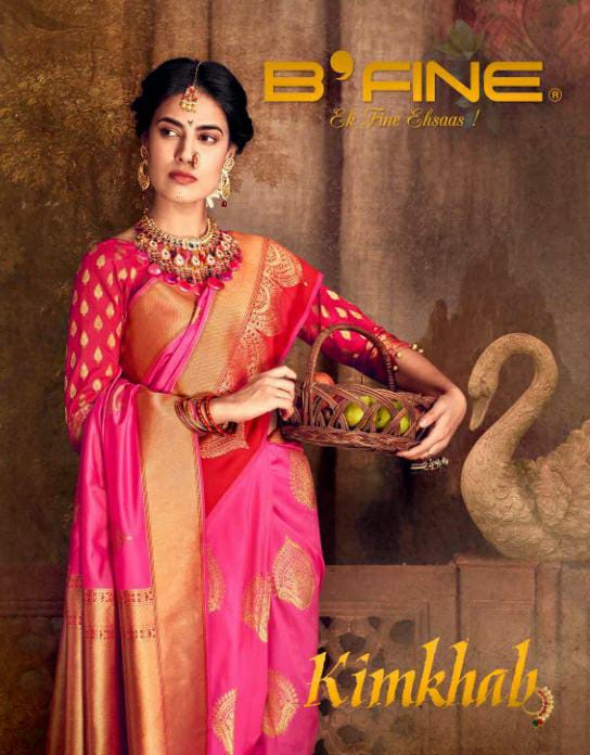 B Fine Sarees Kimkhab Heavy Designer Banarasi Silk With Work...