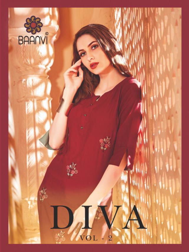 Baanvi Diva Vol 2 Rayon Slub With Embroidery Work Readymade ...
