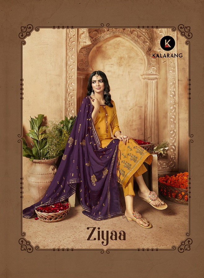 Kessi Fabrics Kalarang Ziyaa Jam Silk Cotton With Embroidery...