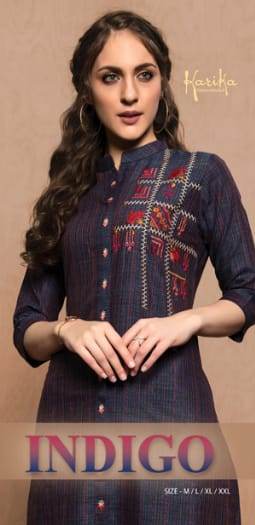 Karika Fashion Indigo Cotton Handloom With Embroidery Work R...