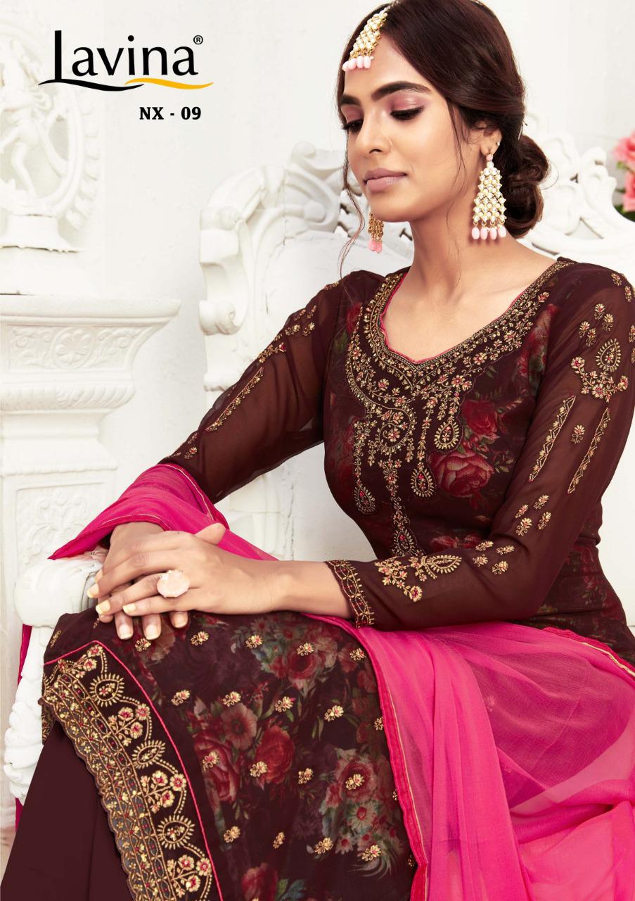 Lavina Nx Vol 9 Georgette With Embroidery Work And Digital P...