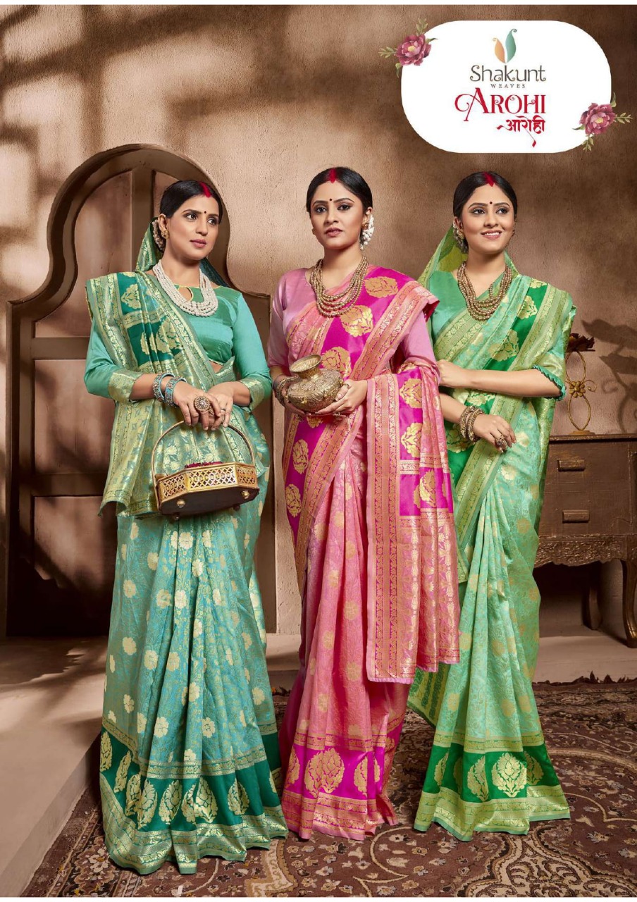 Shakunt Weaves Arohi Silk Rich Pallu Style Sarees Collection...