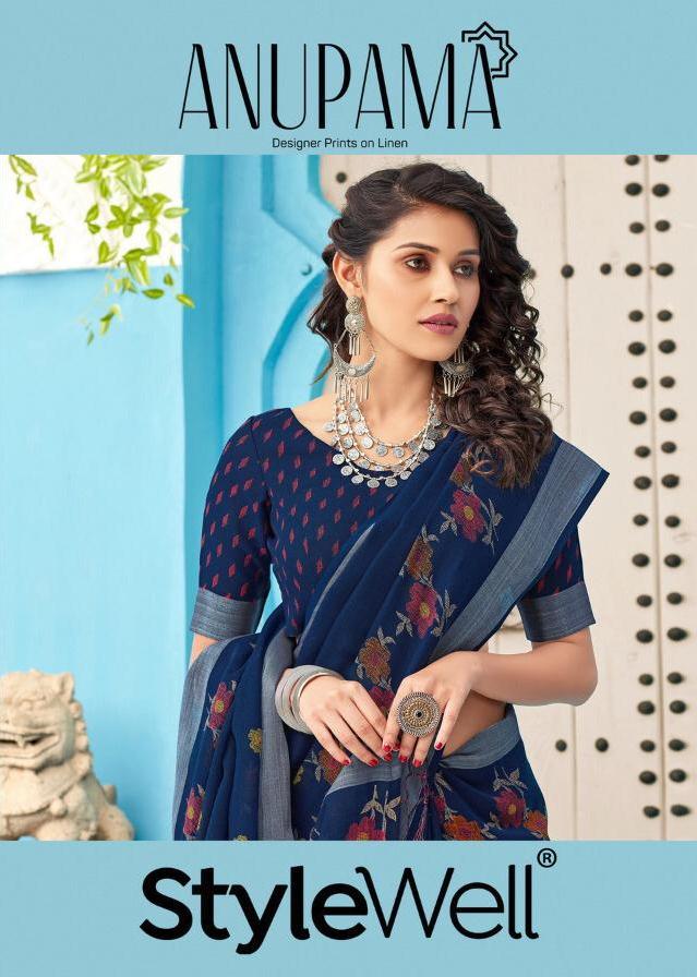 Stylewell Anupama Printed Linen Cotton Sarees Collection At ...