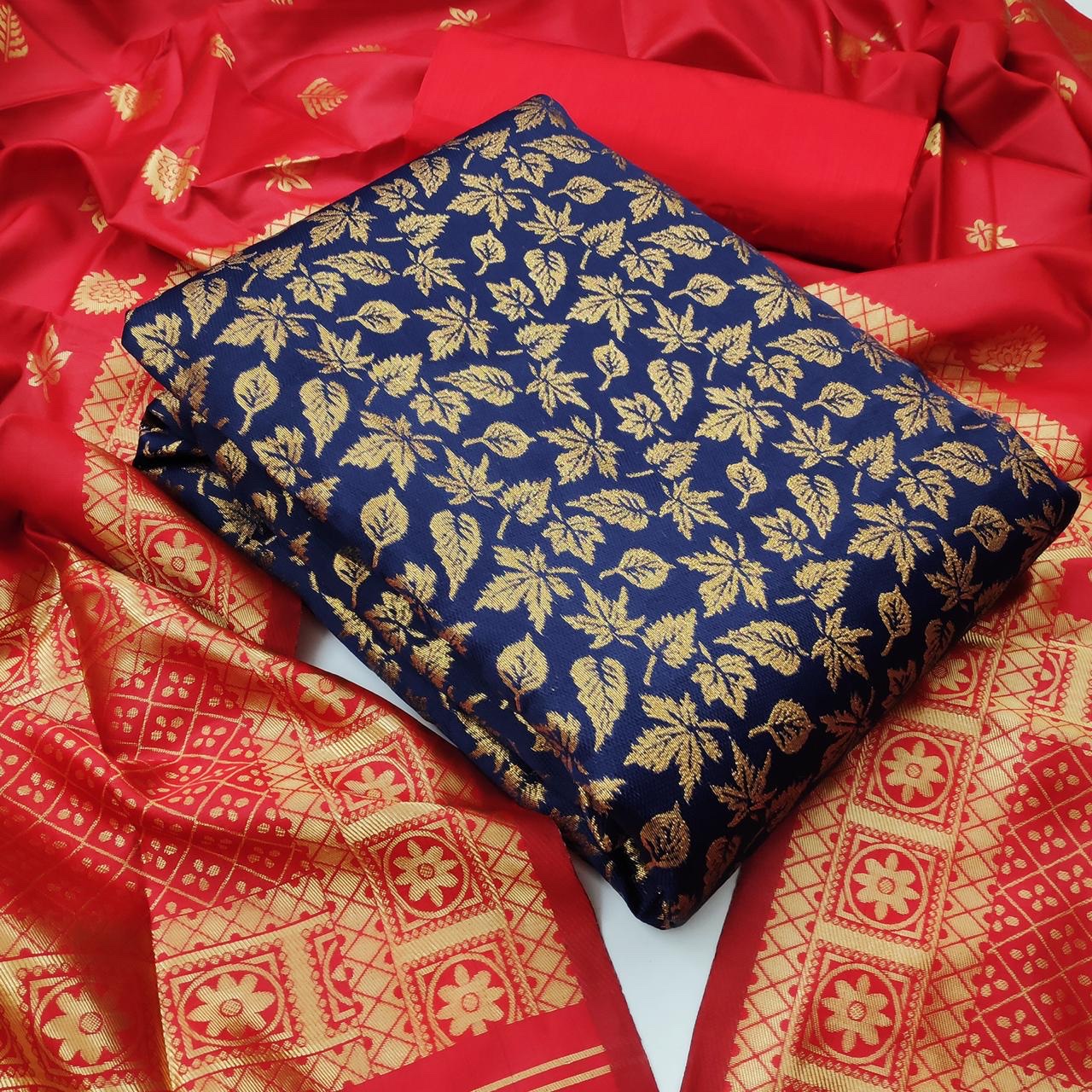 Non Catalog Banarasi Silk Dress Material Collection At Whole...