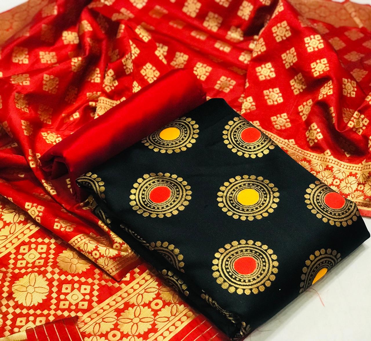 Latest Non Catalog Banarasi Silk Dress Material Collection A...