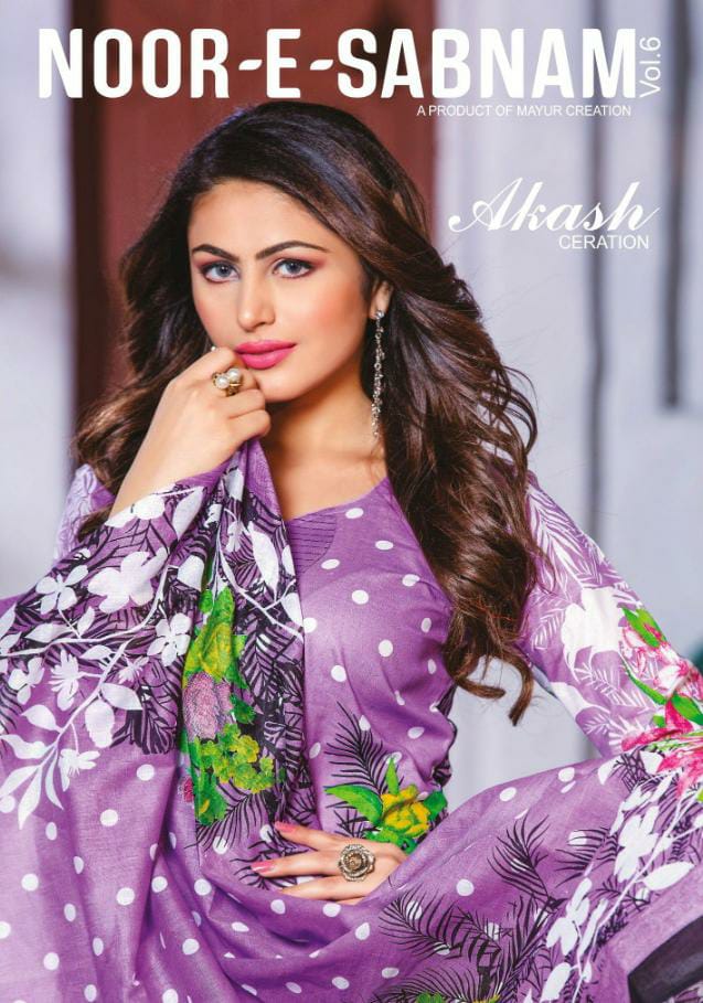 Akash Creation Noor E Sabnam Vol 6 Printed Pure Cotton Dress...