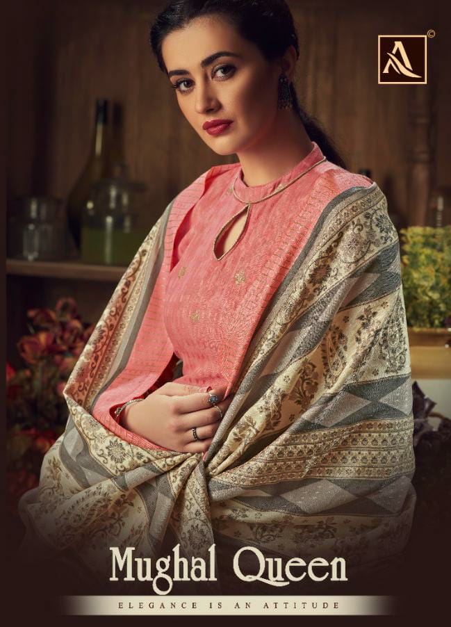 Alok Suits Mughal Queen Pure Wool Pashmina Digital Gold Prin...