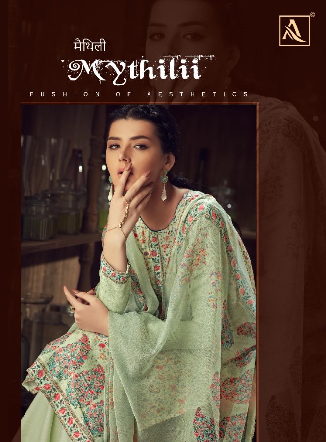 Alok Suits Mythilli Pure Wool Pashmina Kashmiri Digital Prin...