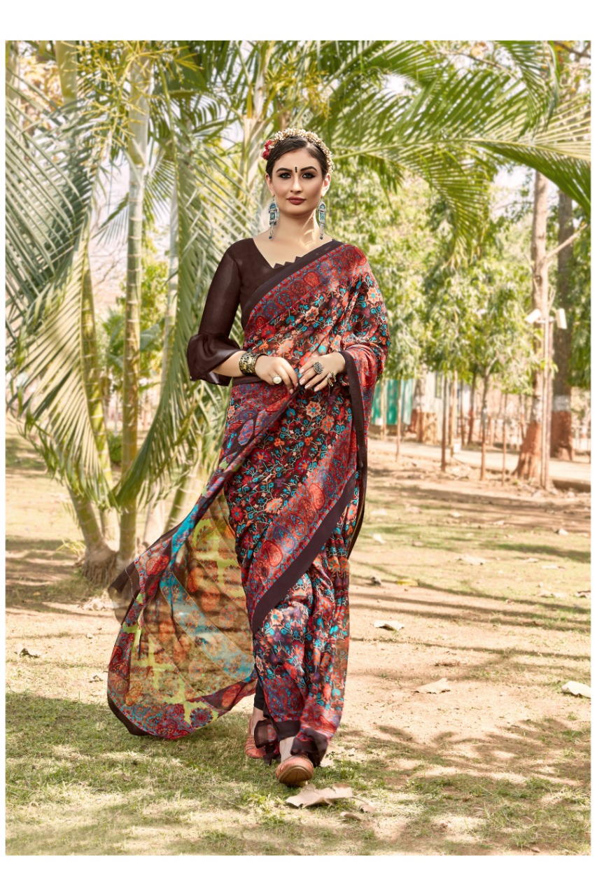 Sink Printed Georgette Regular Wear Sarees Collection At Who...