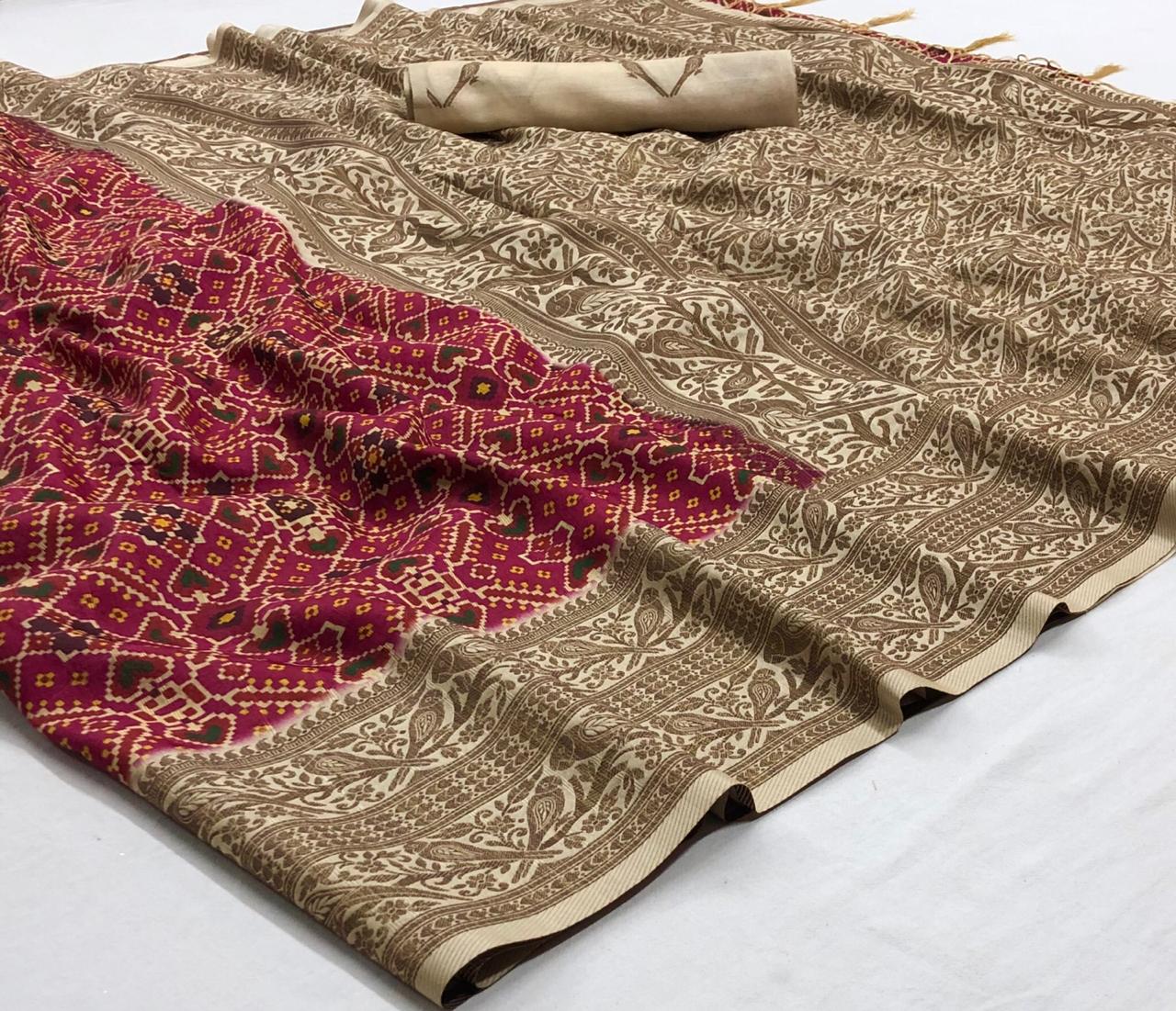Copper Patola Silk Traditional Designer Printed Soft Pure Si...