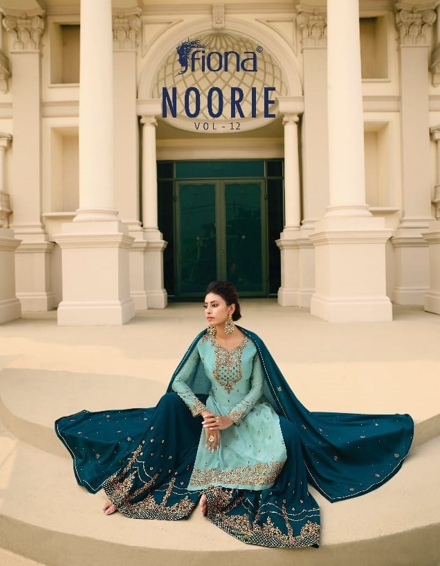 Fiona Noorie Vol 12 Pure Chinon With Embroidery Handwork Sal...