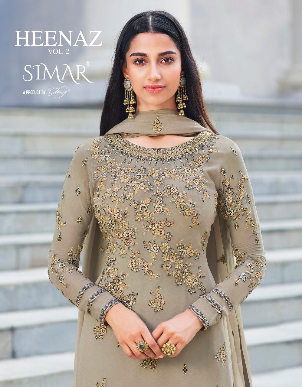 Glossy Simar Heenaz Vol 2 Pure Georgette With Embroidery Swa...