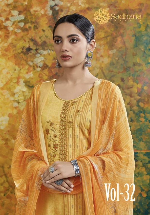 Pure Cotton With Work Dress Materials Shadhna Vol 32