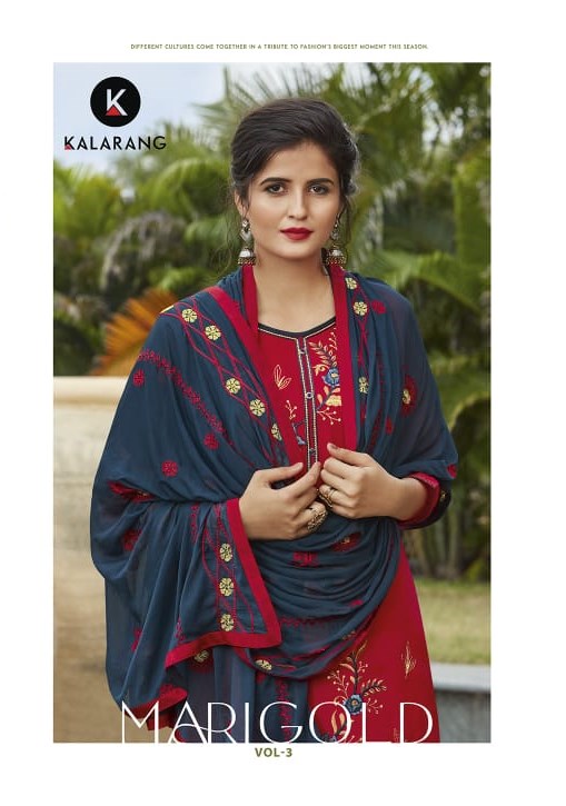Kessi Fabrics Kalarang Marigold Vol 3 Cotton With Embroidery...