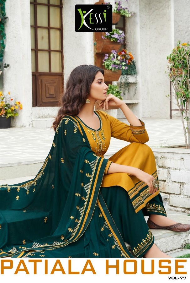 Kessi Fabrics Patiala House Vol 77 Pure Satin With Embroider...