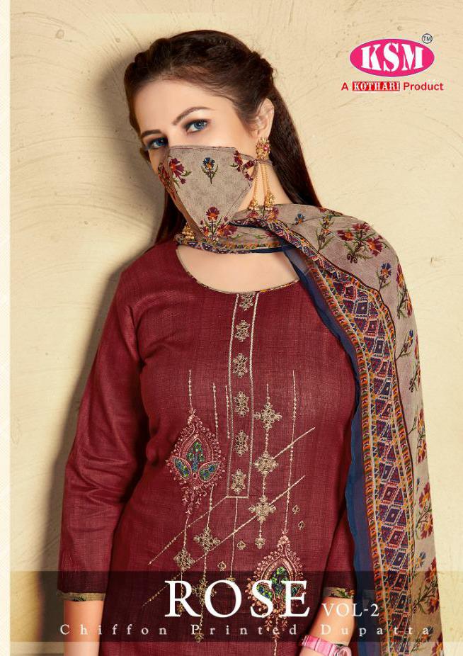 Ksm Rose Vol 2 Printed Cambric Cotton With Embroidery Work D...