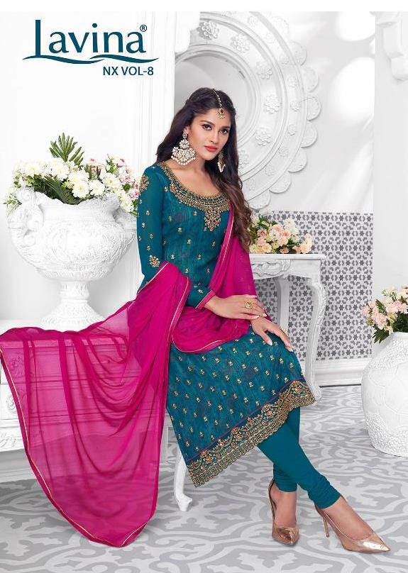 Lavina Nx Vol 8 Georgette With Embroidery Work Dress Materia...