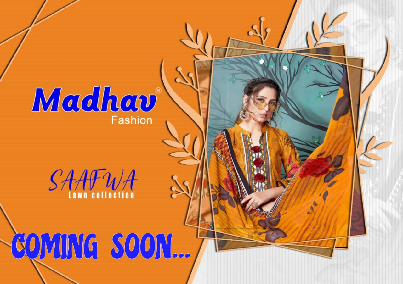Madhav Fashion Saafwa Lawn Collection Printed Pure Lawn Coll...