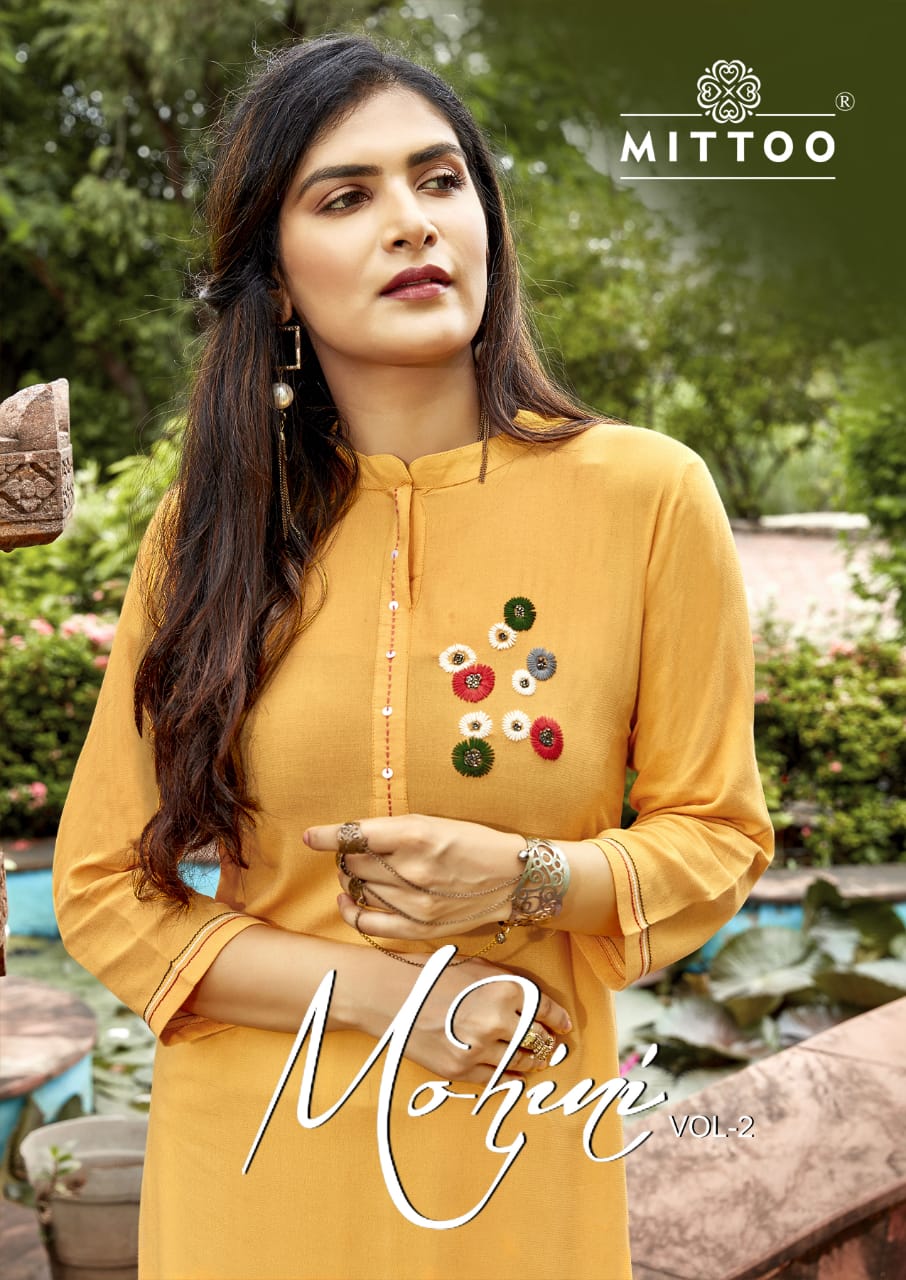 Mittoo Mohini Vol 2 Rayon With Embroidery Work Readymade Kur...