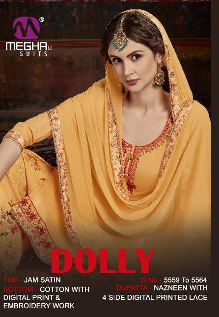 Meghali Suits Dolly Jam Satin With Embroidery Work Dress Mat...