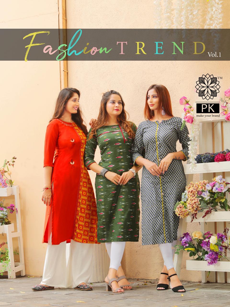 Pk Fashion Trend Vol 1 Printed Heavy Rayon Readymade Kurtis ...