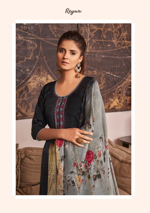 Ganga Reyna Enigma Vol 2 Printed Tusser Silk With Embroidery...