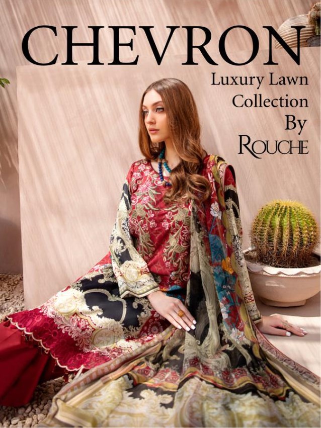 Rouche Chevron Luxury Lawn Collection Digital Printed Heavy ...