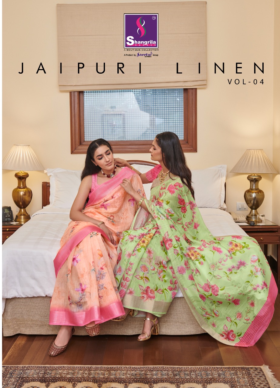 Shangrila Sarees Jaipuri Linen Vol 4 Linen Cotton With Handl...