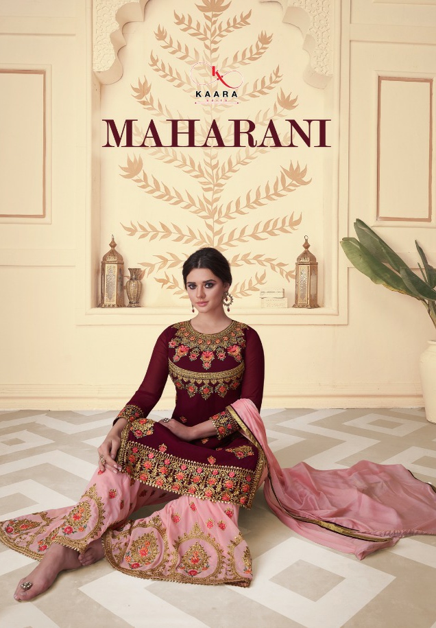 Kaara Suits Maharani Designer Faux Georgette With Embroidery...