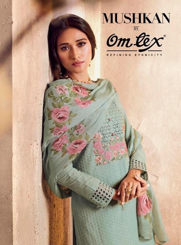 Omtex Mushkan Printed Lawn Cotton Designer Dress Material Co...