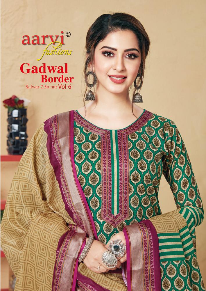 Aarvi Fashion Gadhwal Border Vol 6 Printed Cambric Cotton Dr...