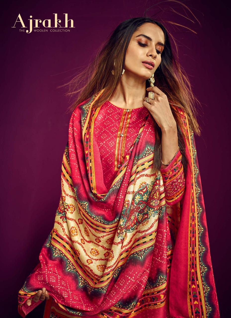 Sargam Prints Ajrakh Foil Printed Pashmina Dress Material At...