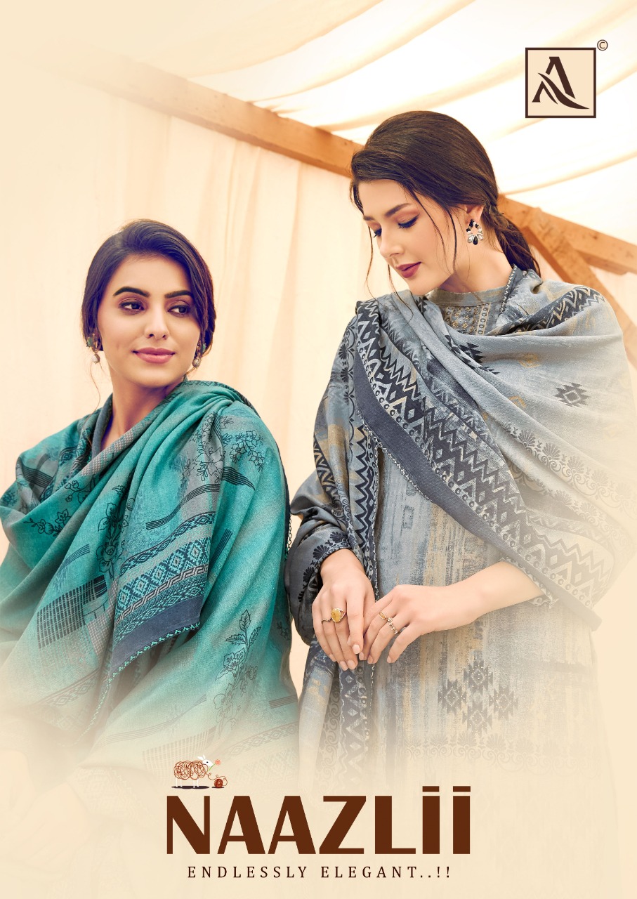 Alok Suits Naazlii Pure Wool Pashmina Digital Print With Swa...