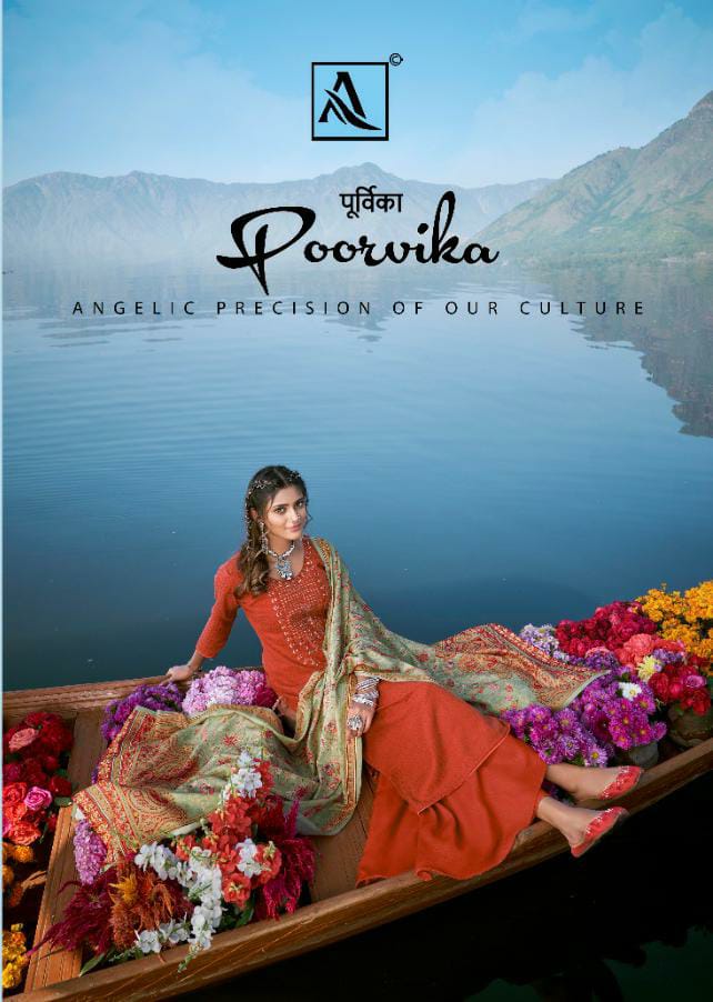 Alok Suits Poorvika Designer Pure Wool Pashmina Self Print W...