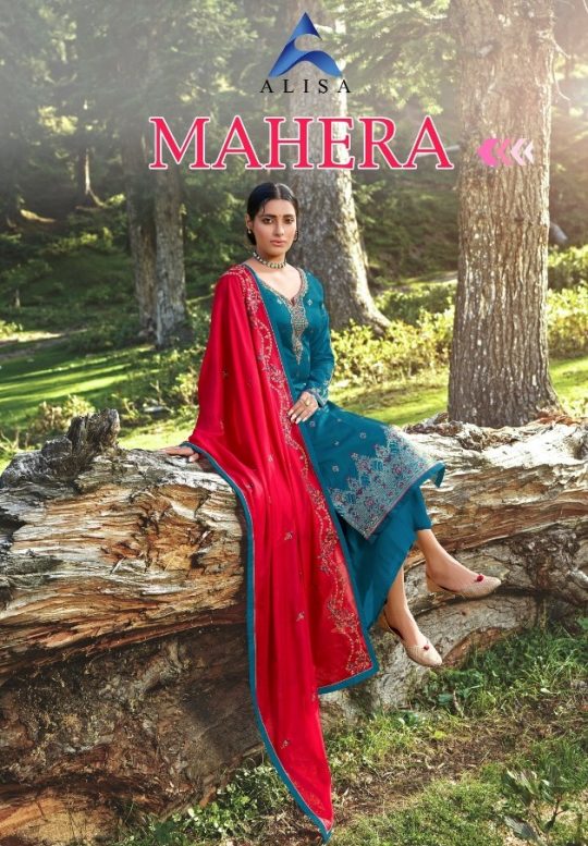 Alisa Mahera Silk Jacquard With Handwork Dress Material Coll...