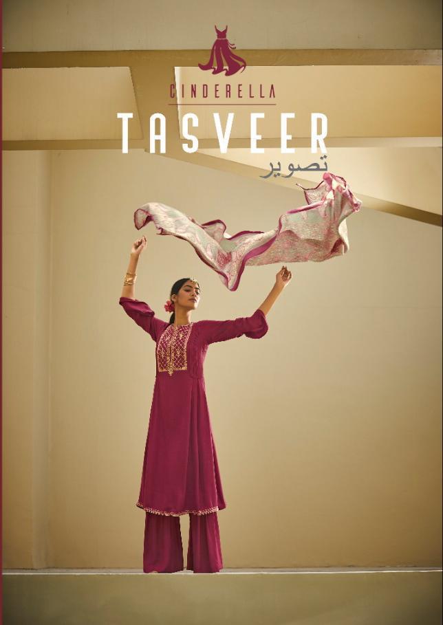 Cindrella Tasveer Designer Pure Silk Woven Pashmina With Wor...
