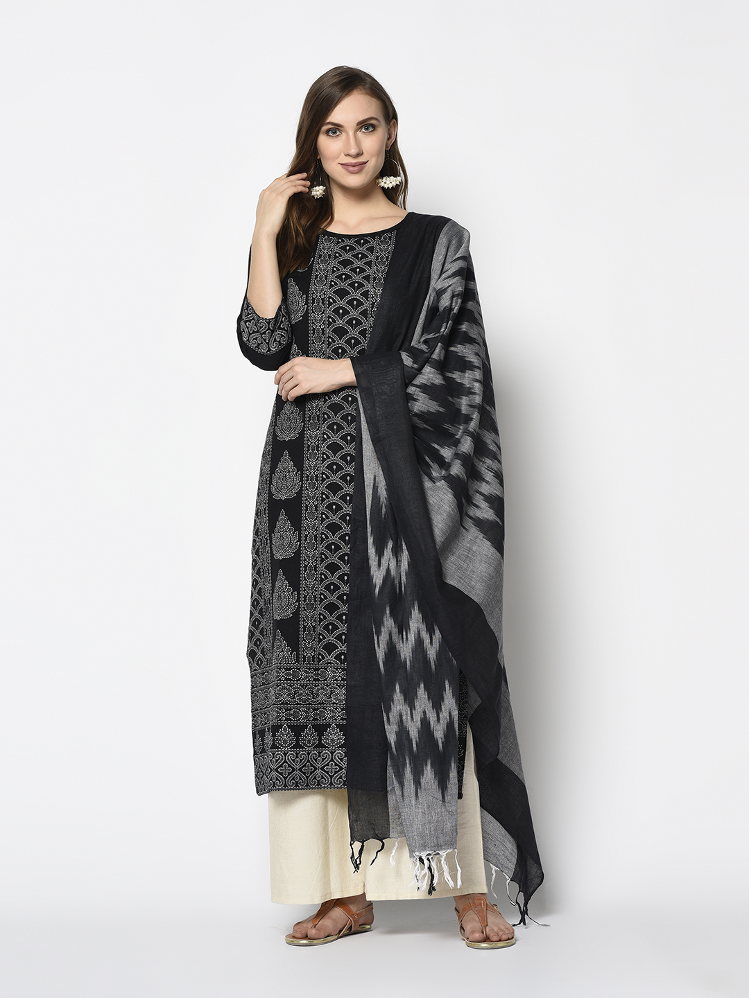 Desi Look Pure Cotton With Khadi Print Dress Material Collec...