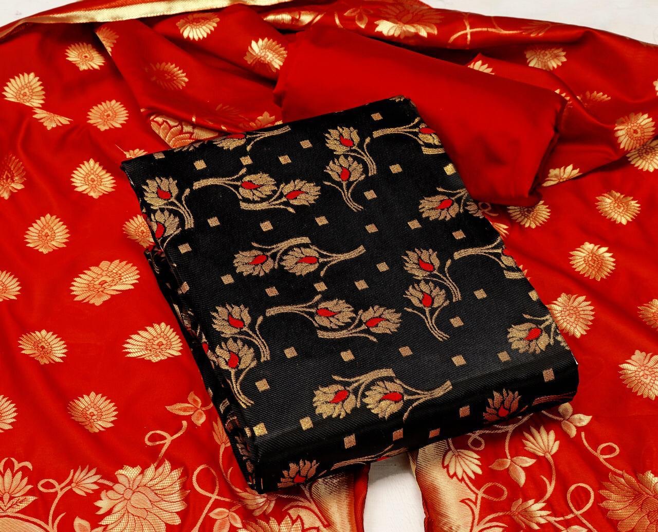 Non Catalog Banarasi Silk Dress Material Collection At Whole...