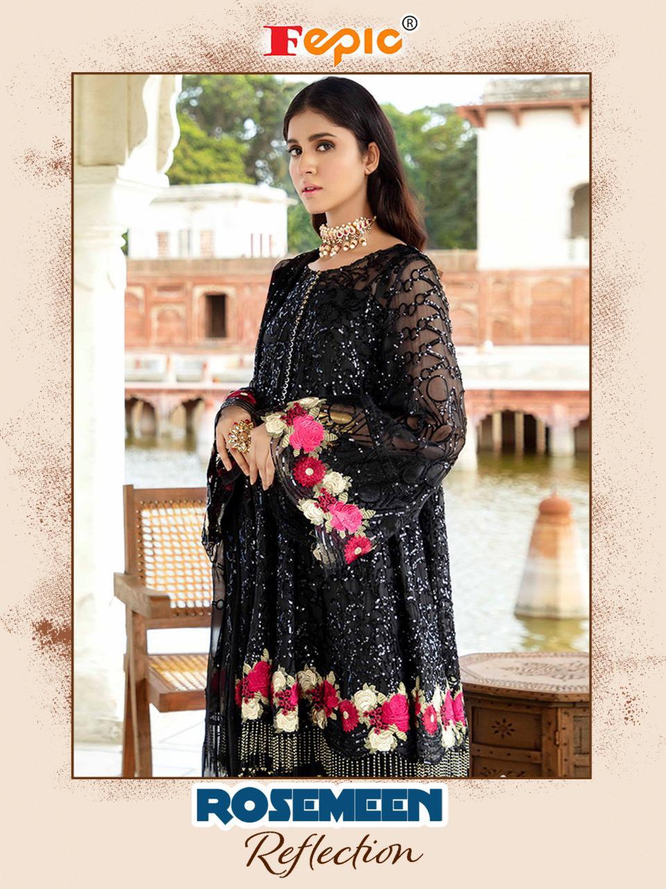 Fepic Rosemeen Reflection Georgette With Embroidery Work Pak...