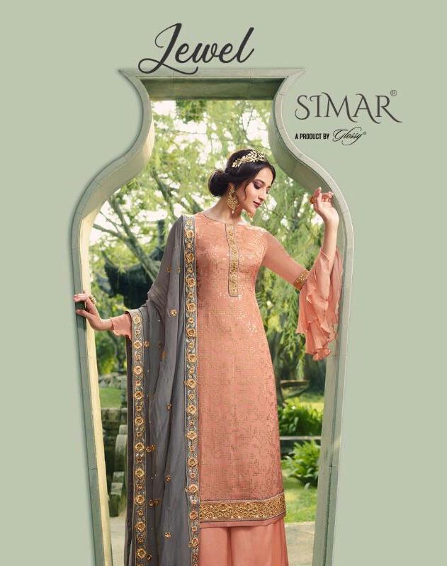 Glossy Simar Lewel Designer Pure Viscose Chinon With Embroid...