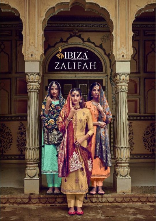 Ibiza Zalifah Pure Muslin Jacquard With Embroidery Work Dres...