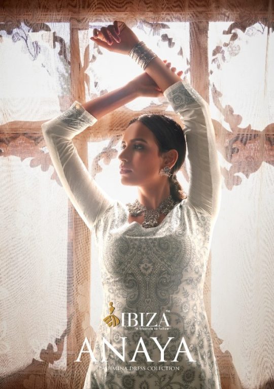 Ibiza Anaya Pure Handloom Weaving Pashmina Dress  Material C...