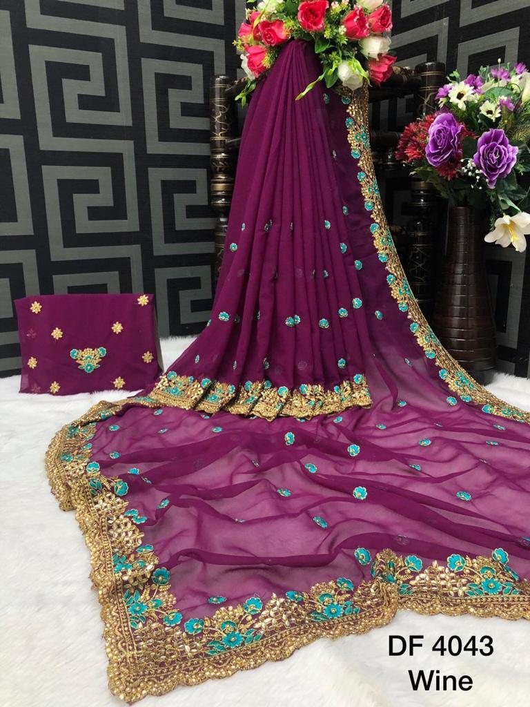 Full Saree Of Heavy Quality Georgette  Saree With Heavy Embr...