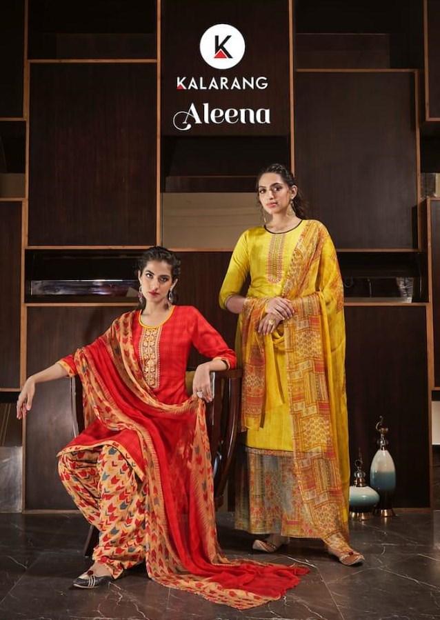 Kessi Fabrics Kalarang Aleena Printed Jam Satin With Embroid...