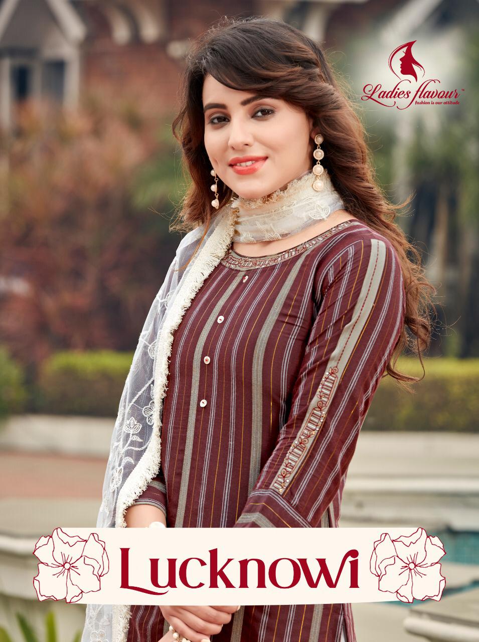Ladies Flavours Lucknowi Designer Rayon Lurex With Embroider...