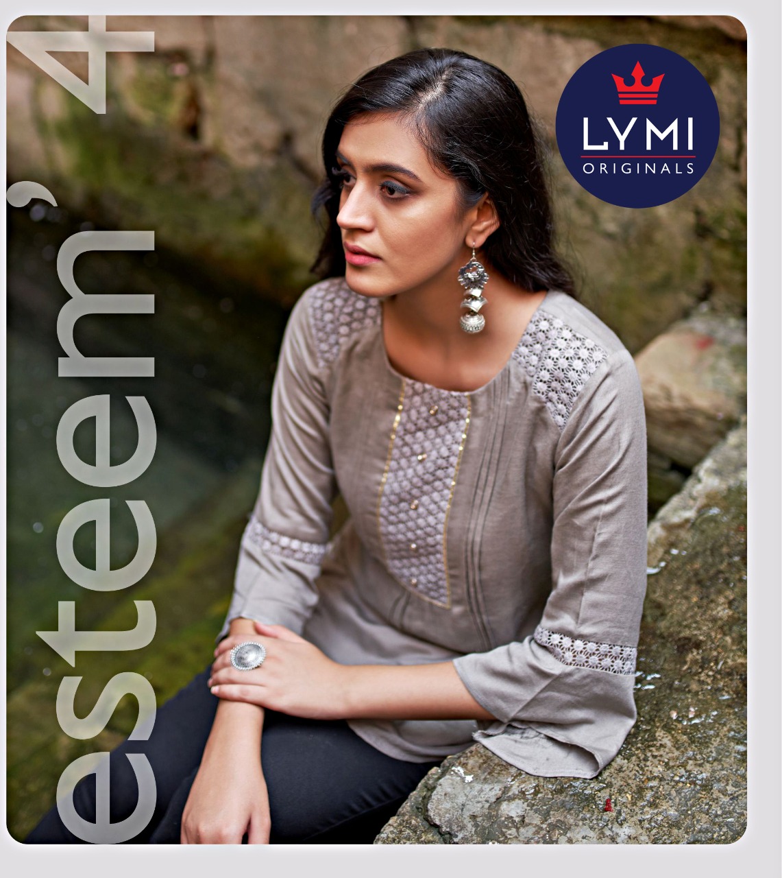 Kessi Fabrics Lymi Esteem Vol 4 Rayon Flex With Schiffli Wor...