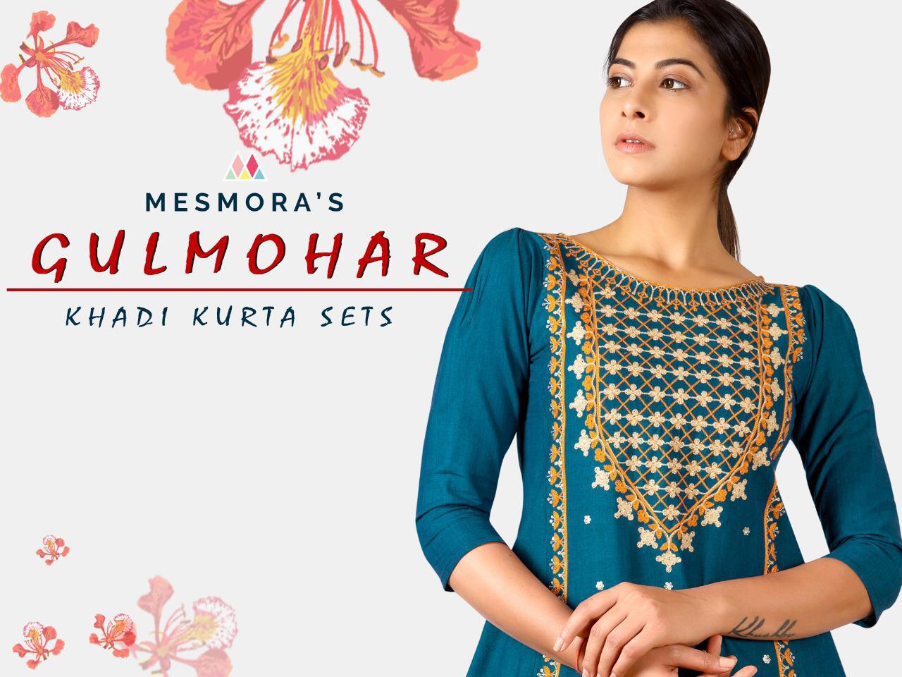 Mesmora Gulmohar Khadi Kurta Sets Designer Khadi Cotton With...