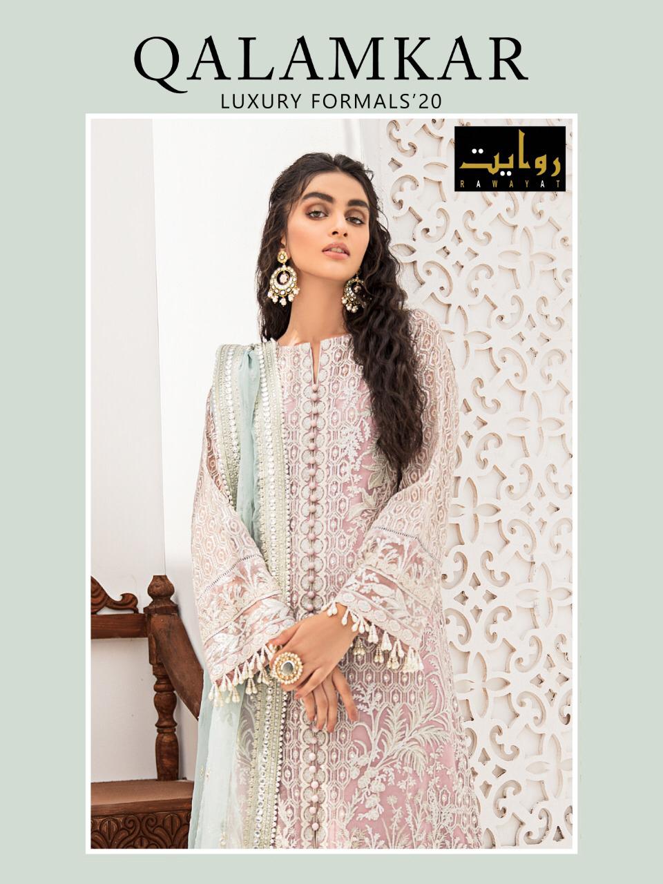 Rawayat Qalamkar Faux Georgette And Net With Heavy Embroider...